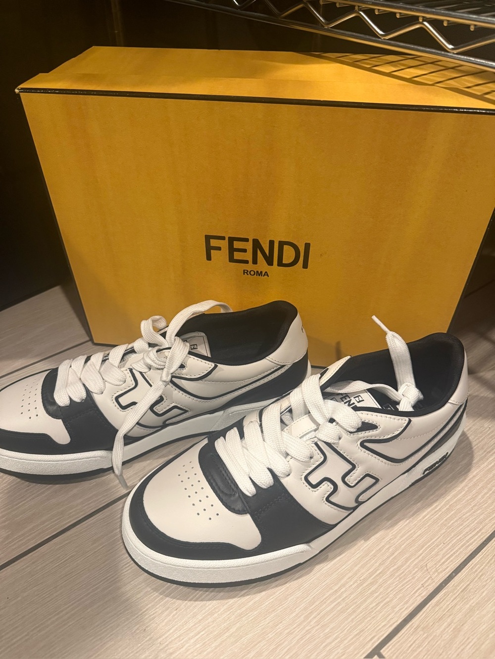 Brand new Fendi Men’s Black & White Low-Top Sneakers fendi size 9 us 10